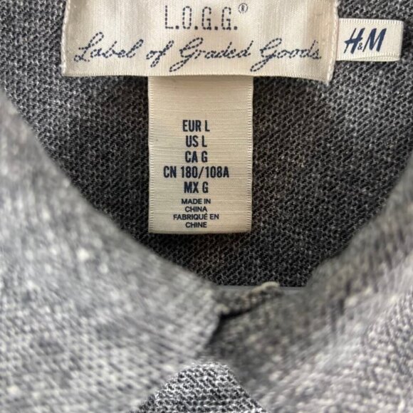 LOGG H&M Men's Grey Large Button-Down Casual Shirt - Picture 6 of 8